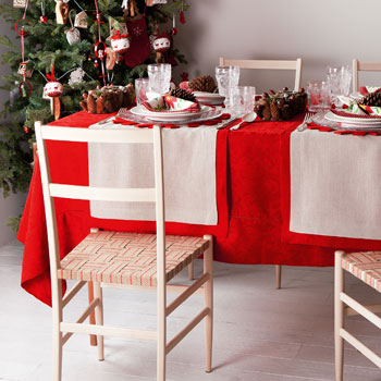 Red Christmas Tablecloth and Napkin
