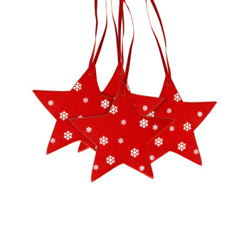 Enfeite de Natal Estrela Madeira (Conjunto de 4)