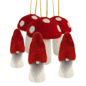 Caixa de Natal Cogumelos e Gnomos (Conjunto de 6)