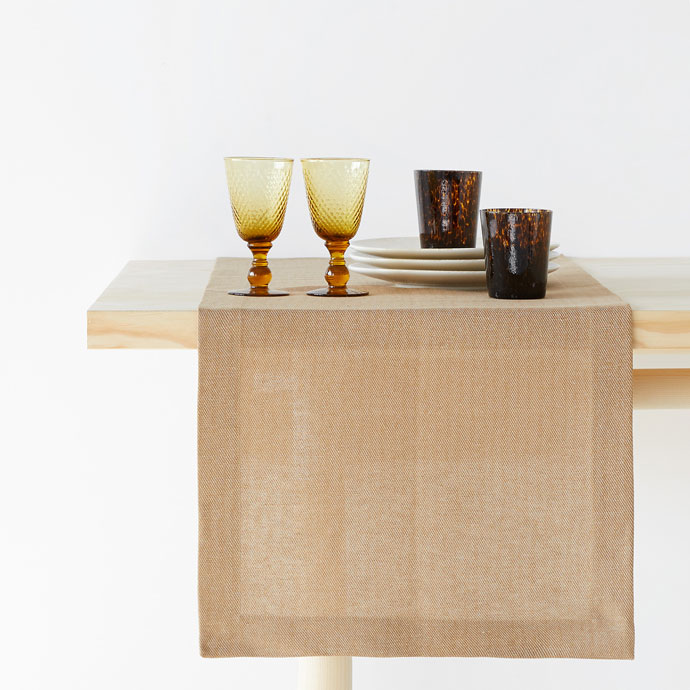 Zara TAN LINEN AND COTTON TABLE RUNNER