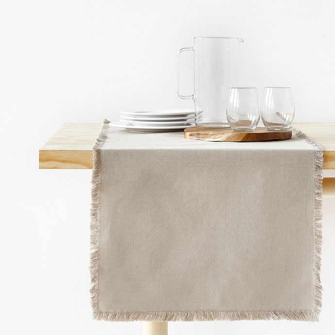 Zara FADED COTTON TABLE RUNNER WITH FRINGE