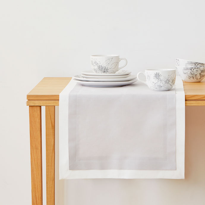 Zara DOUBLE LAYER GREY LINEN TABLE RUNNER