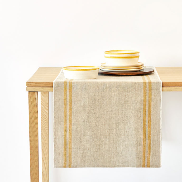 Zara LINEN TABLE RUNNER WITH STRIPES