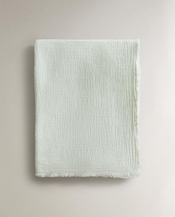 COTTON THROW WITH FRINGING