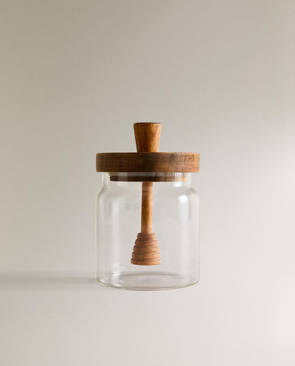 POT À MIEL BOROSILICATE ET BOIS