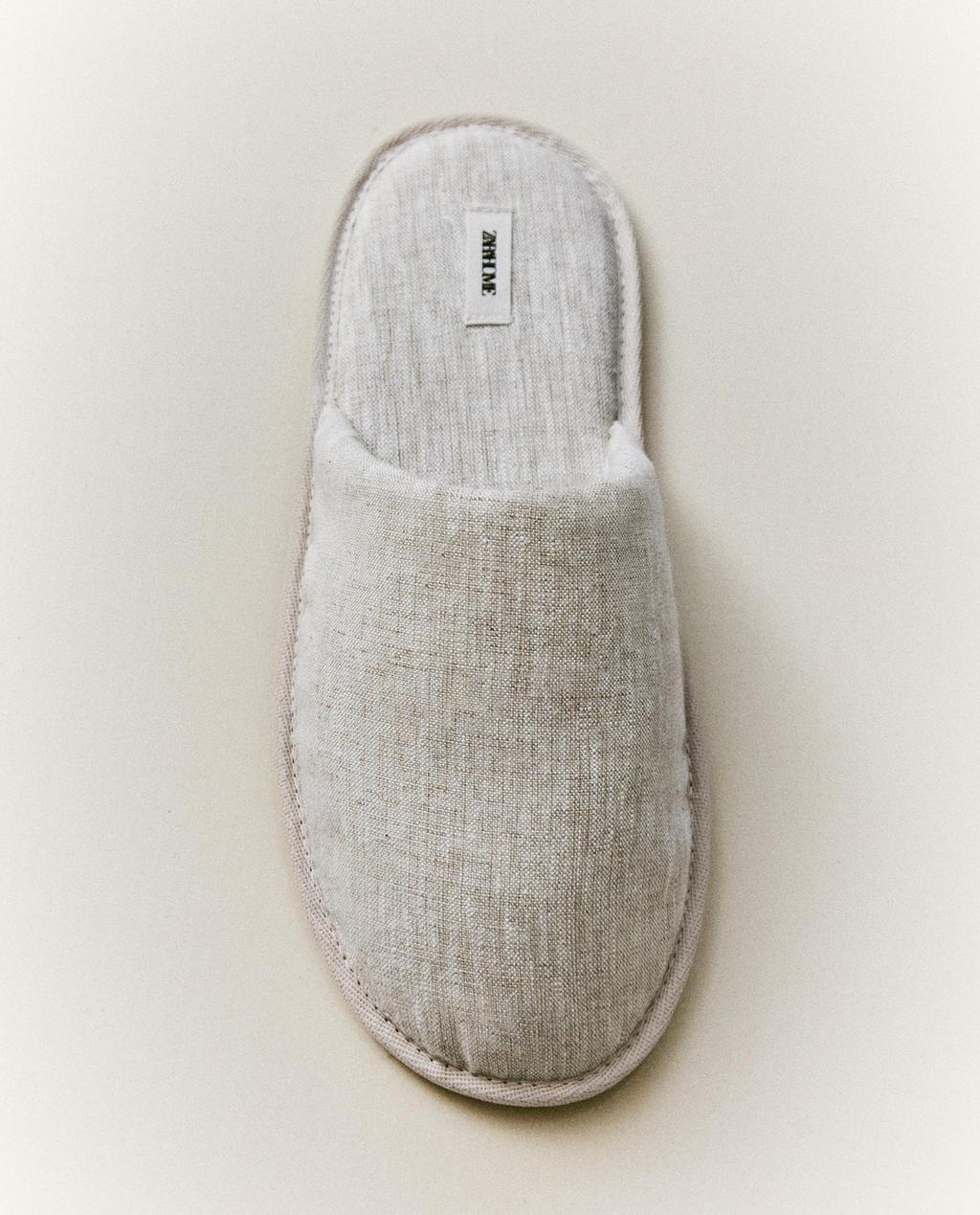 LINEN MULE SLIPPERS