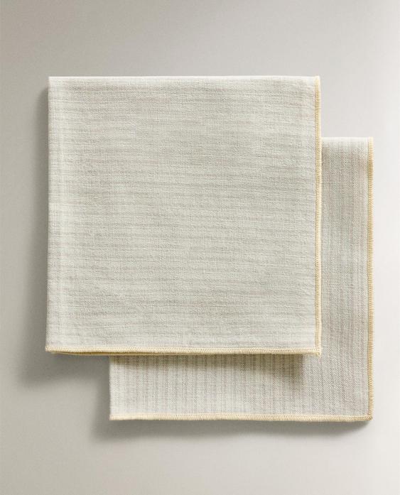 LOT SERVIETTES RAYURES OVERLOCK (LOT DE 2)