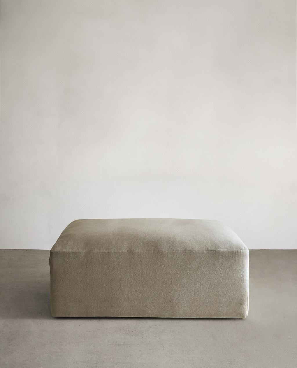 WASHED LINEN FOOTSTOOL