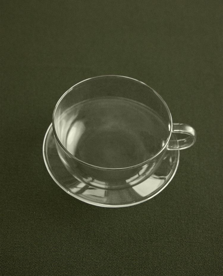 TASSE À THÉ ET SOUCOUPE EN BOROSILICATE FILET ARGENTÉ