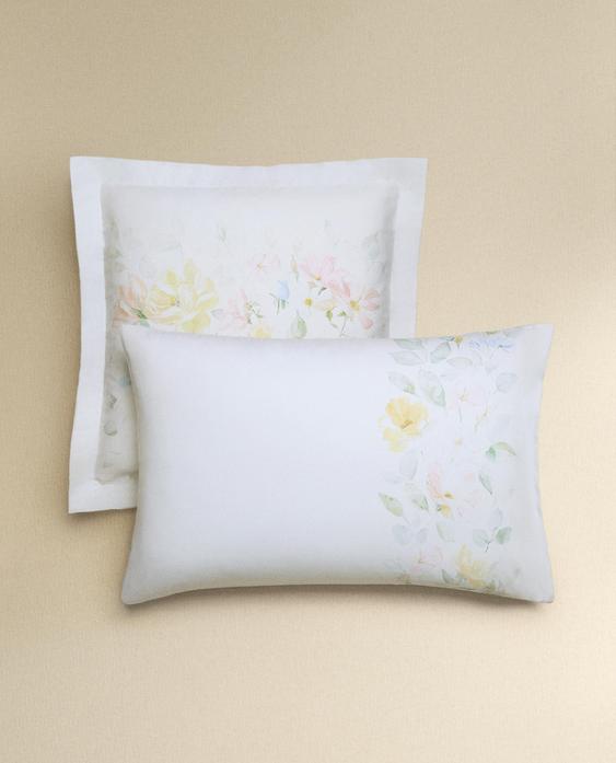 TAIE D’OREILLER FLEURS AQUARELLE