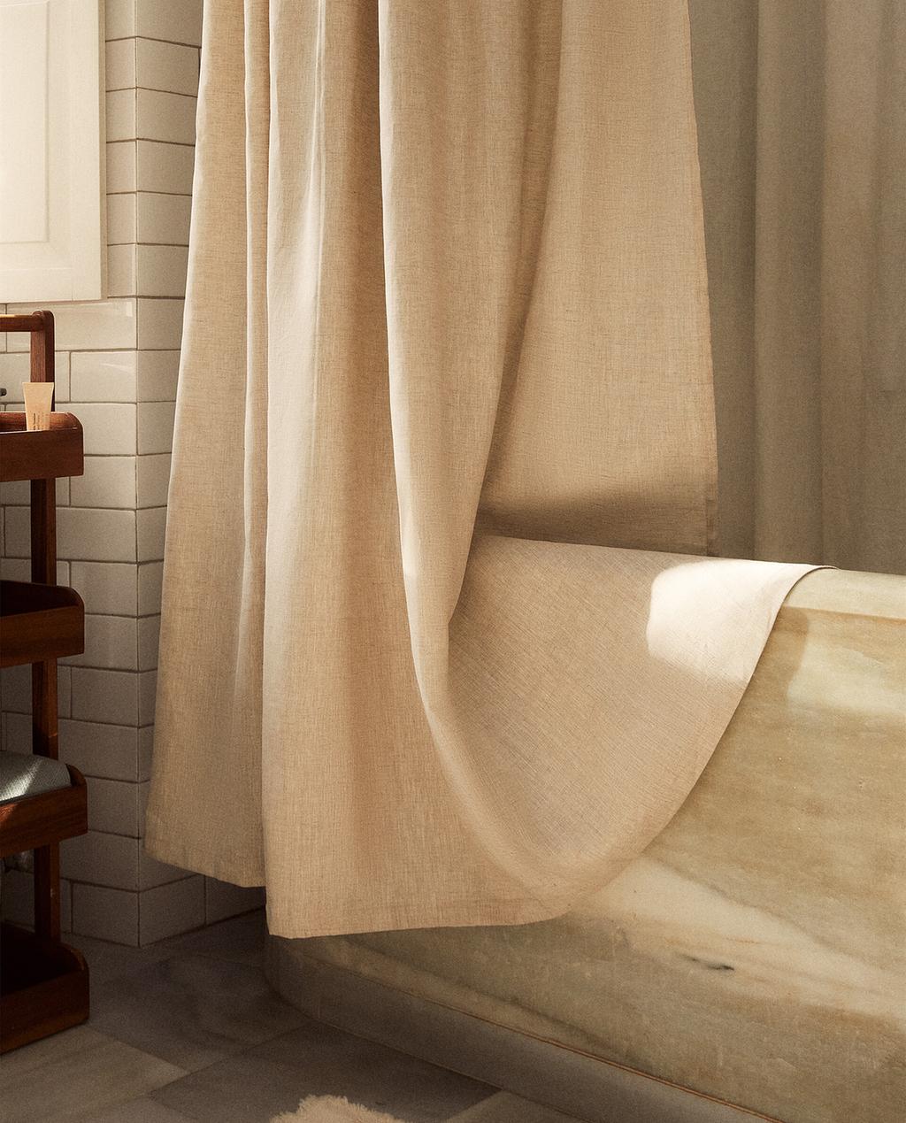 TRANSLUCENT LINEN SHOWER CURTAIN