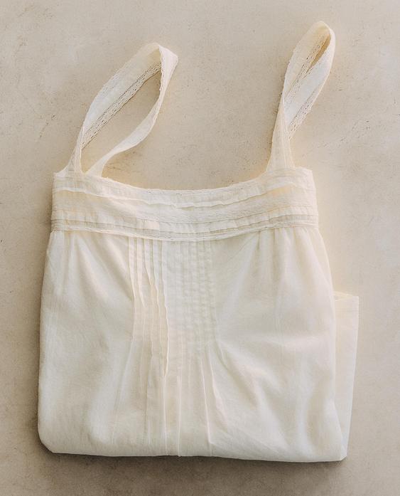 STRAPPY TOP WITH LACE AND PINTUCK DETAILS