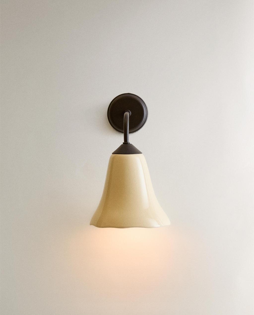 LAMPE | APPLIQUE MURALE MÉTAL TULIPE CÉRAMIQUE
