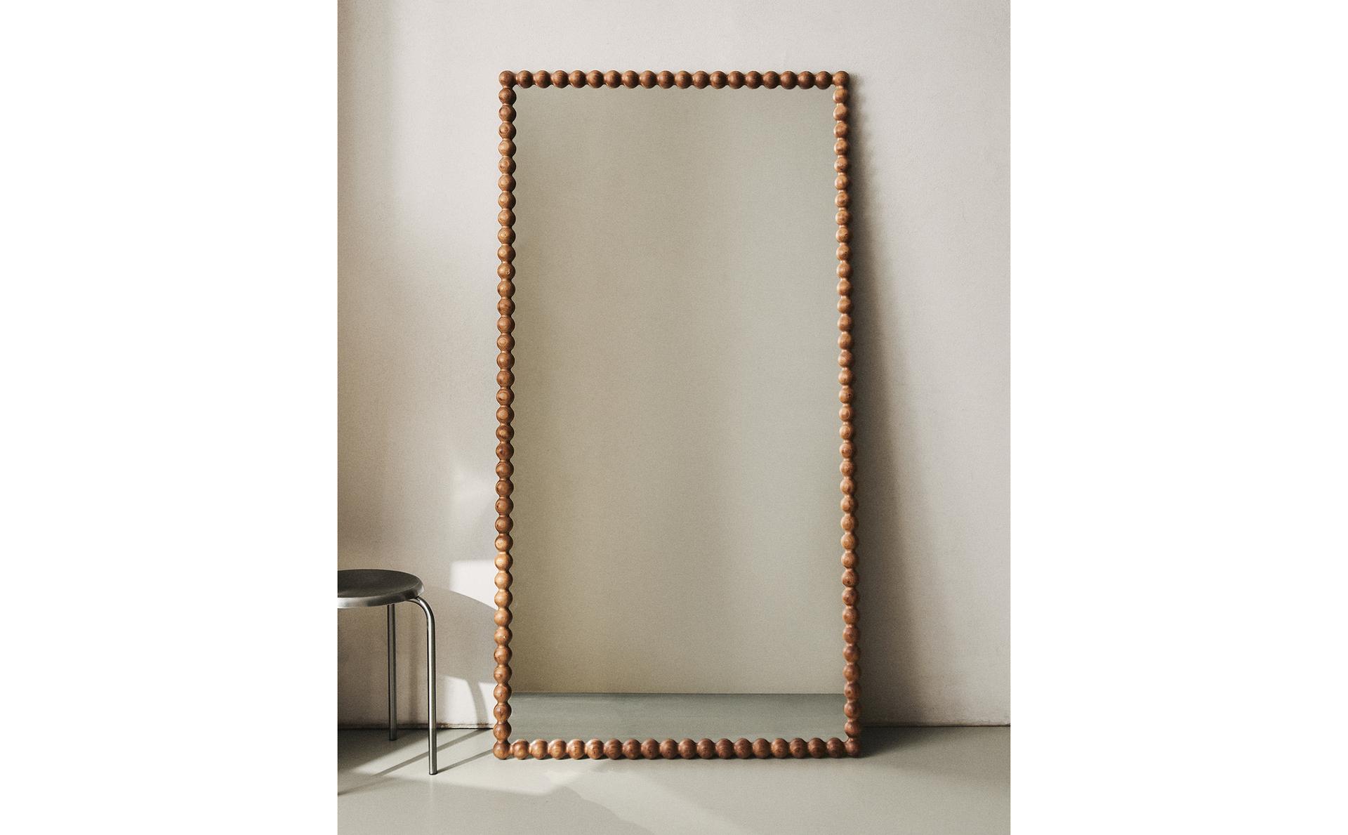 LARGE RECTANGULAR VERTICAL MIRROR WITH WOODEN FRAME