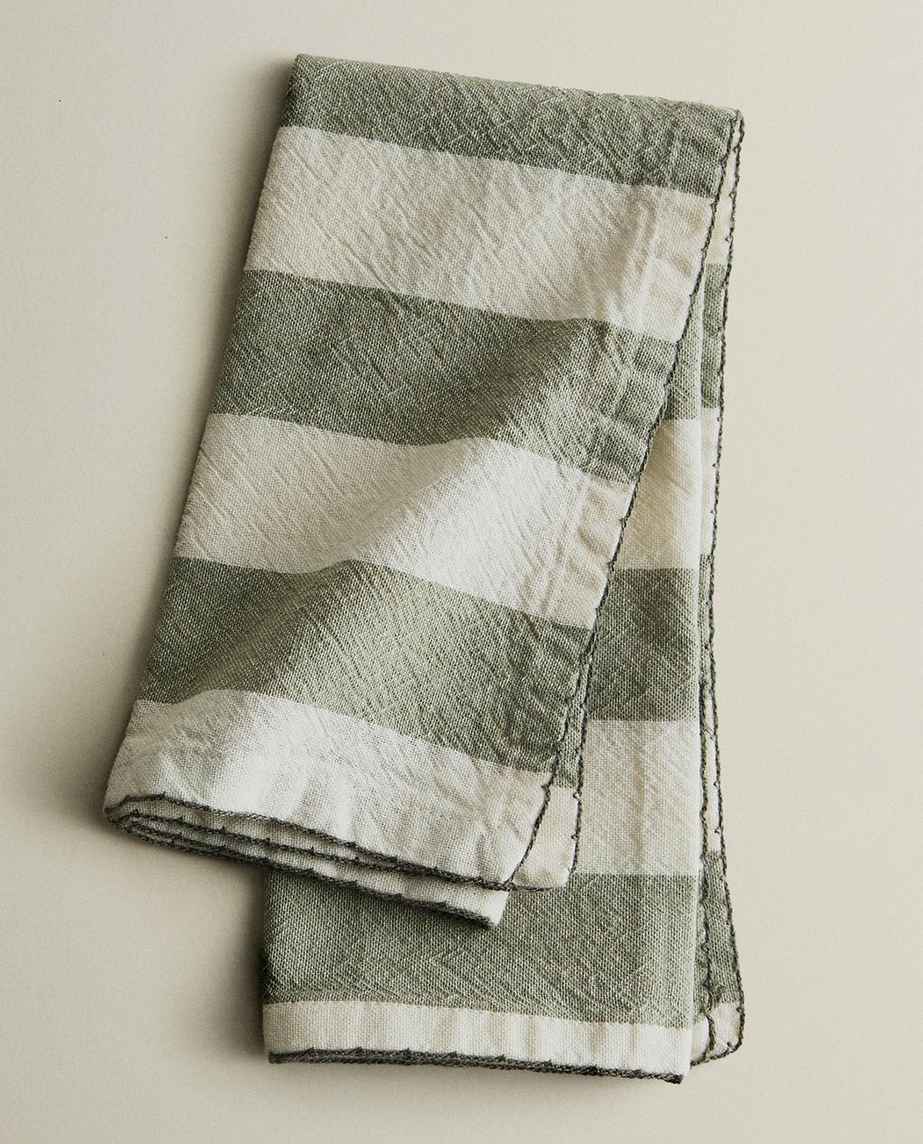 LOT DE SERVIETTES FIL TEINTÉ RAYURES (LOT DE 2)