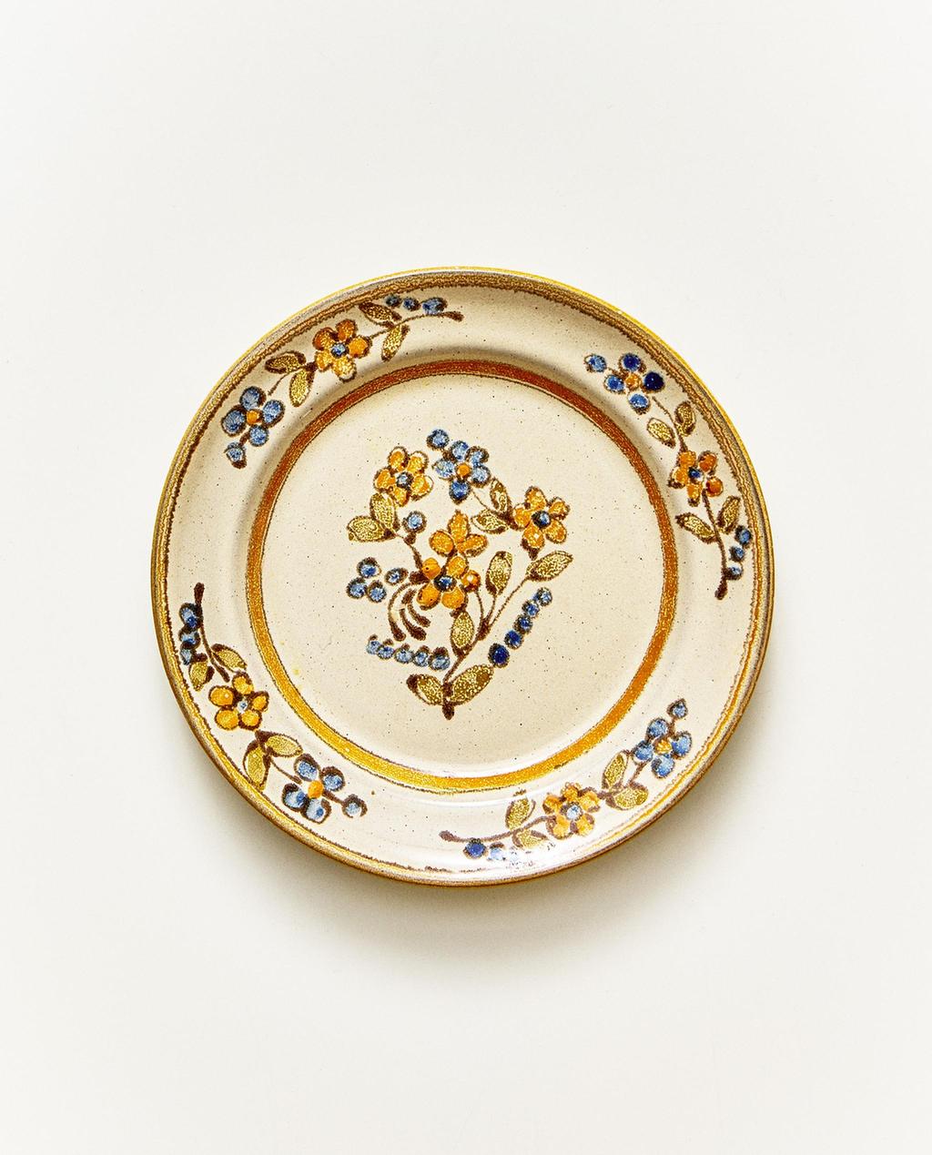 PRATO DE PÃO DE TERRACOTA COM ESTAMPA FLORAL