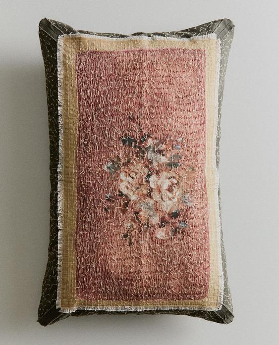 FLORAL APPLIQUÉ CUSHION COVER