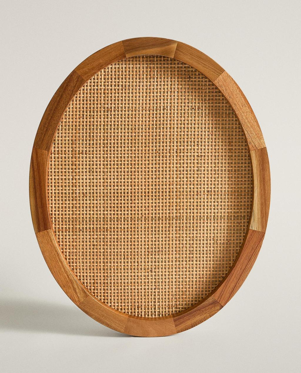 OVAL WOODEN RATTAN TRAY