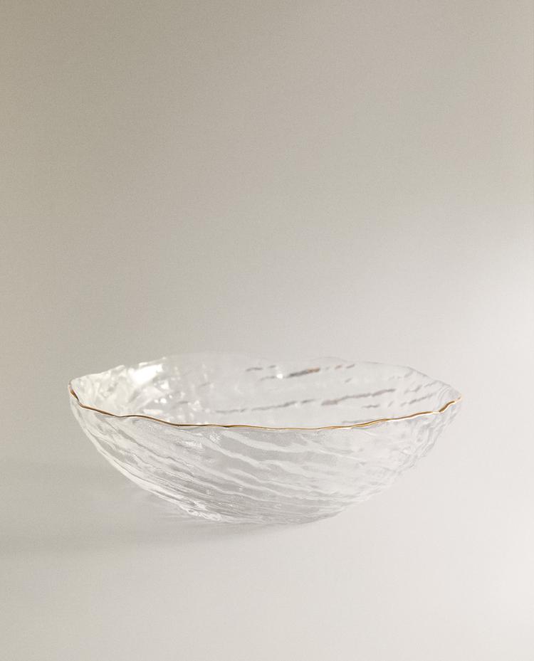 GLASS BOWL WITH GOLD RIM