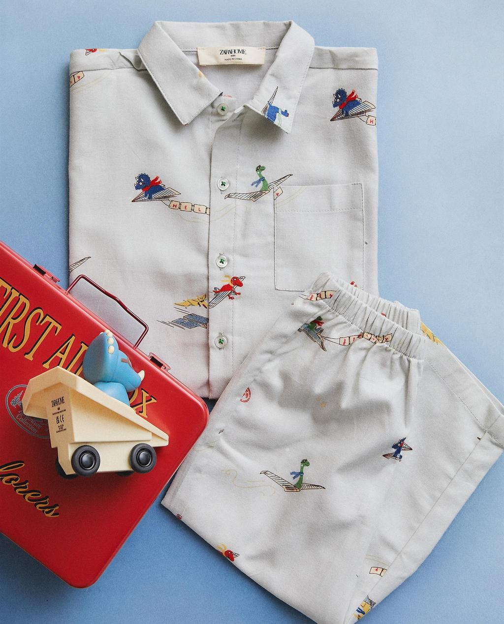 KIDS' DINOSAUR FLANNEL PYJAMA SET