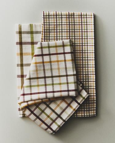 SET OF DYED THREAD TEA TOWELS (SET OF 3)