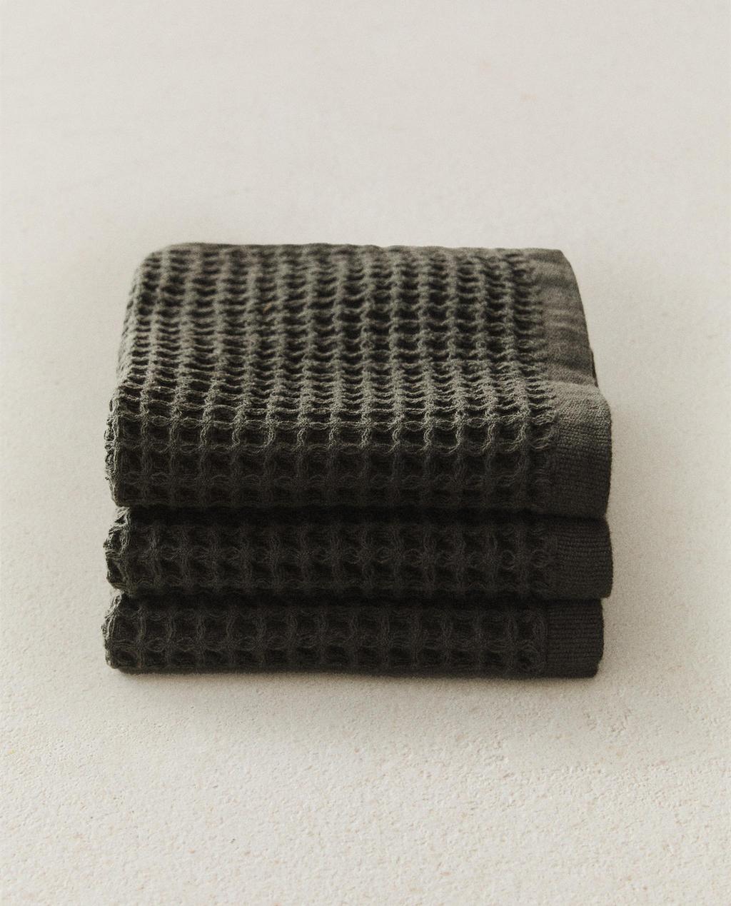 WAFFLE COTTON GUEST TOWEL 3-PACK
