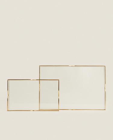 GLASS AND METAL TRAY