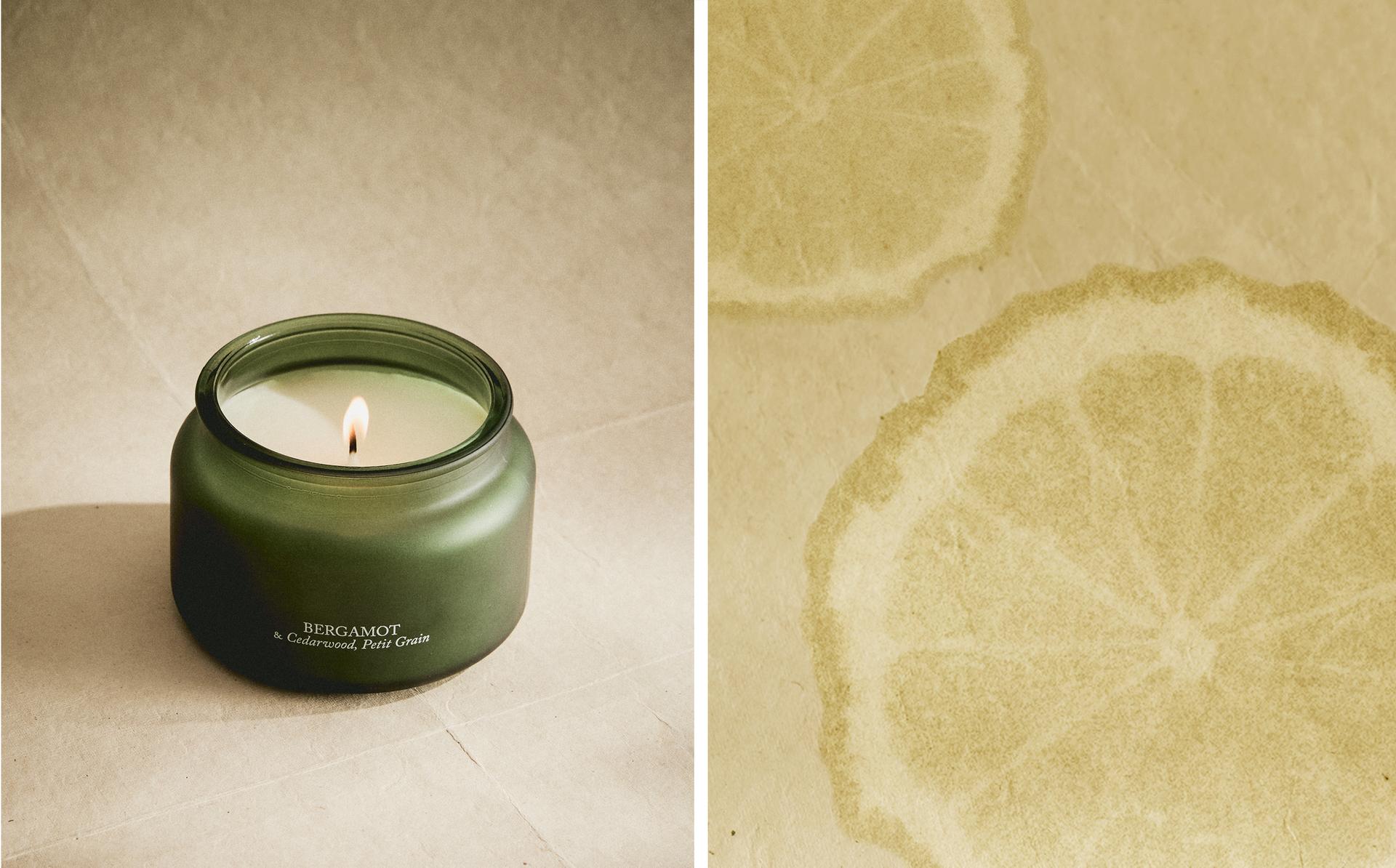 (240 G) VELA AROMÁTICA BERGAMOT & CEDAR WOOD, PETIT GRAIN