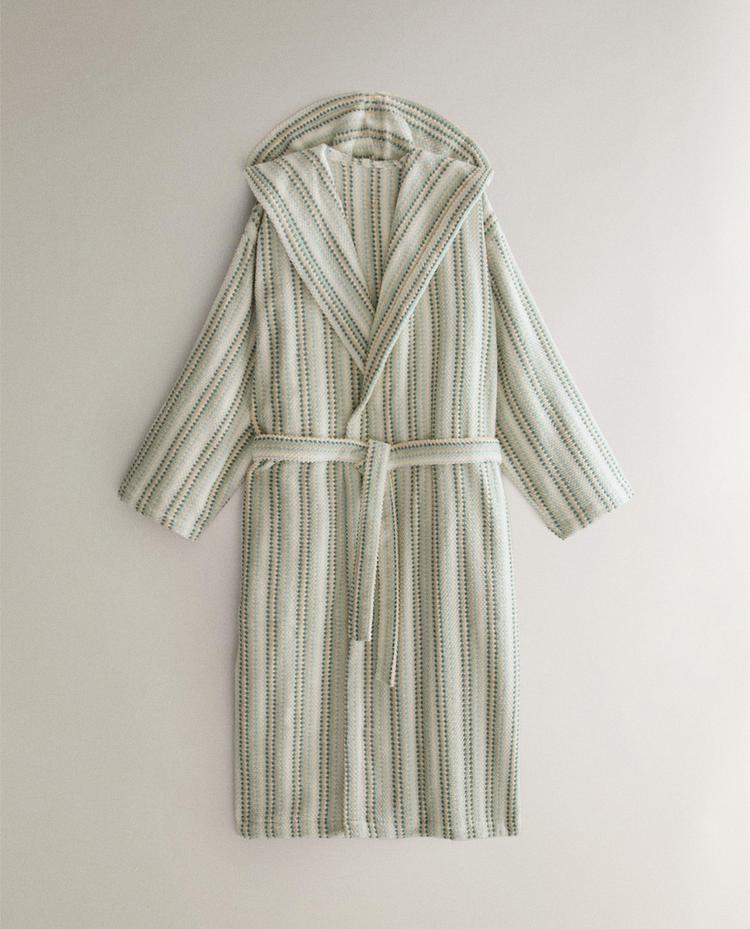 STRIPED HOODED BATHROBE