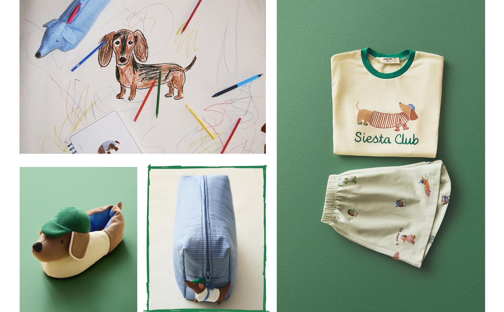KIDS' PYJAMAS, WASH BAG AND SLIPPERS