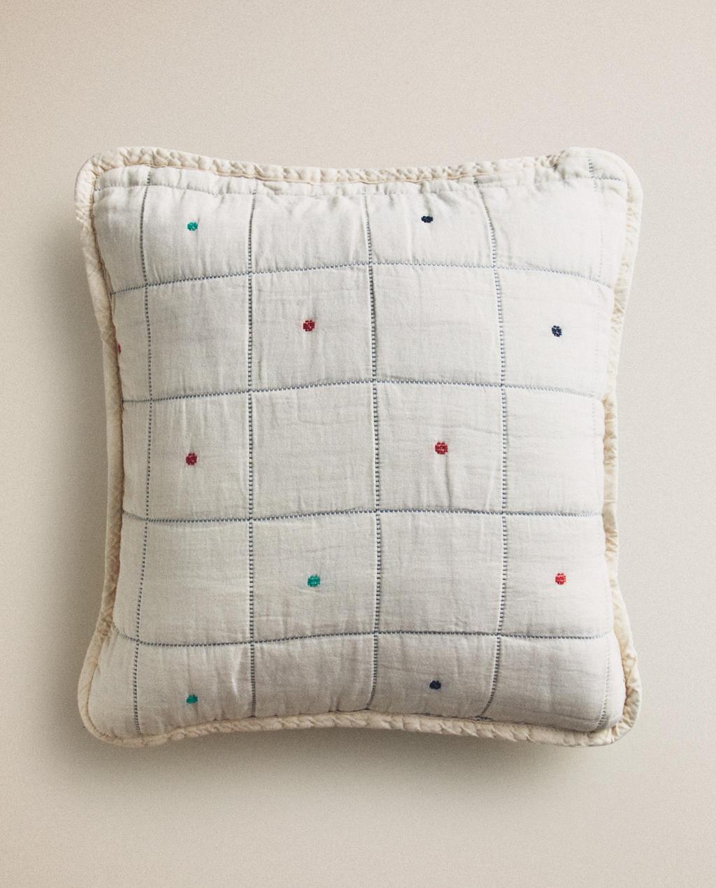 CHECK AND DOT THROW PILLOW COVER