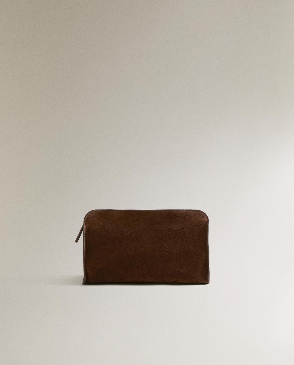 TROUSSE DE TOILETTE CUIR CROÛTE DE VELOURS