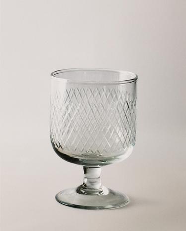 TAÇA DE VIDRO LAPIDADA