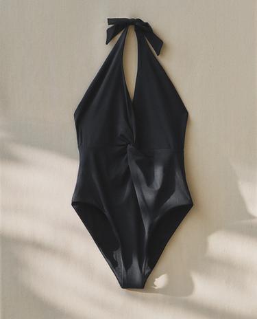 HALTER BEACH SWIMSUIT WITH KNOT