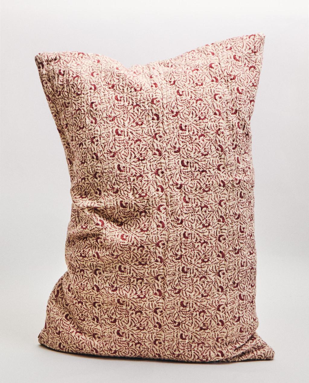 BRANCH PRINT COTTON AND LINEN CUSHION COVER
