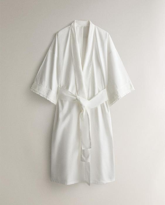 ROBE DE CHAMBRE EN COTON FRONCÉ