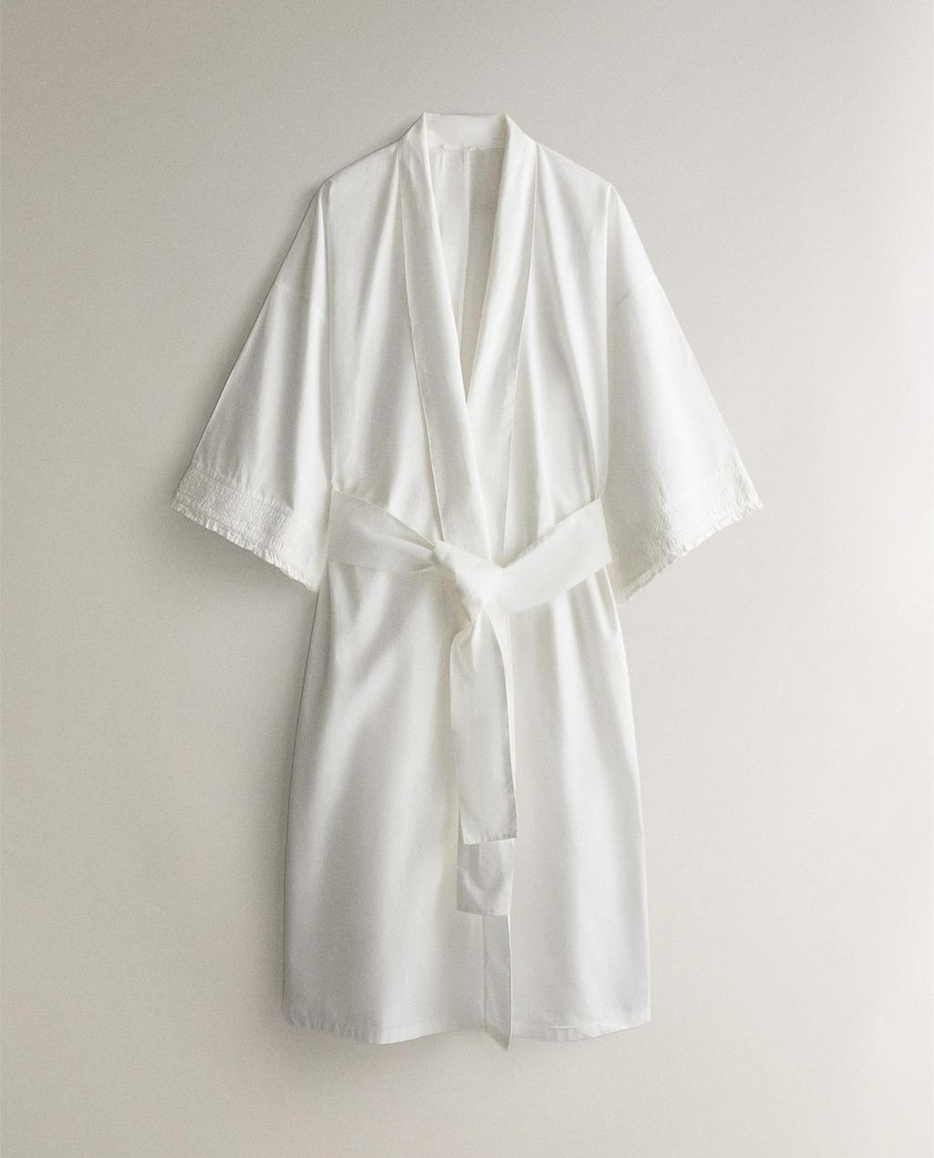 ROBE DE CHAMBRE EN COTON FRONCÉ