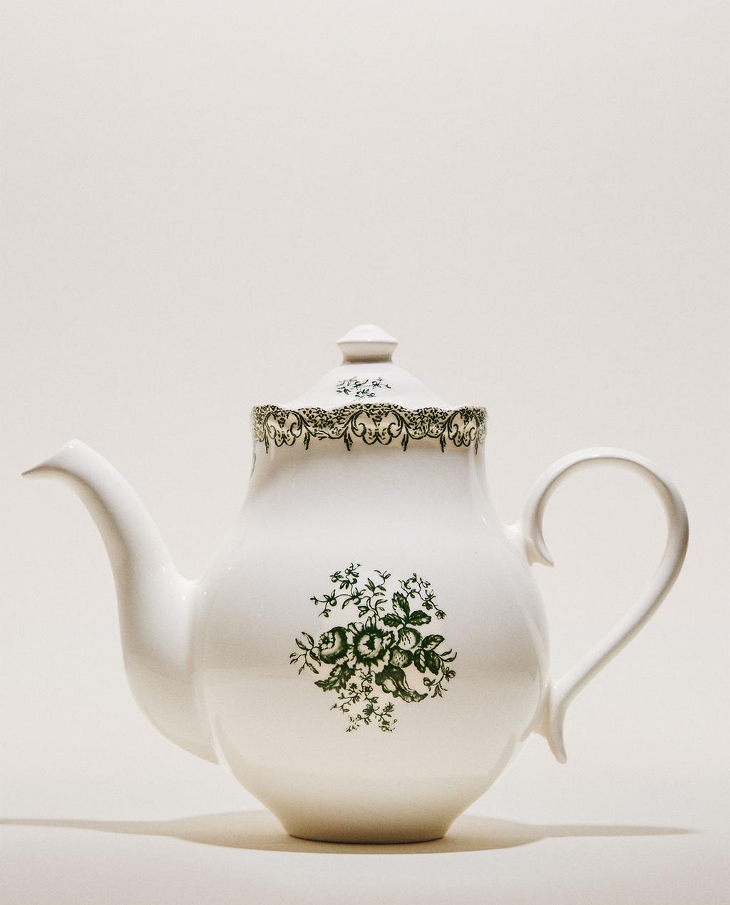 FLORAL EARTHENWARE TEAPOT