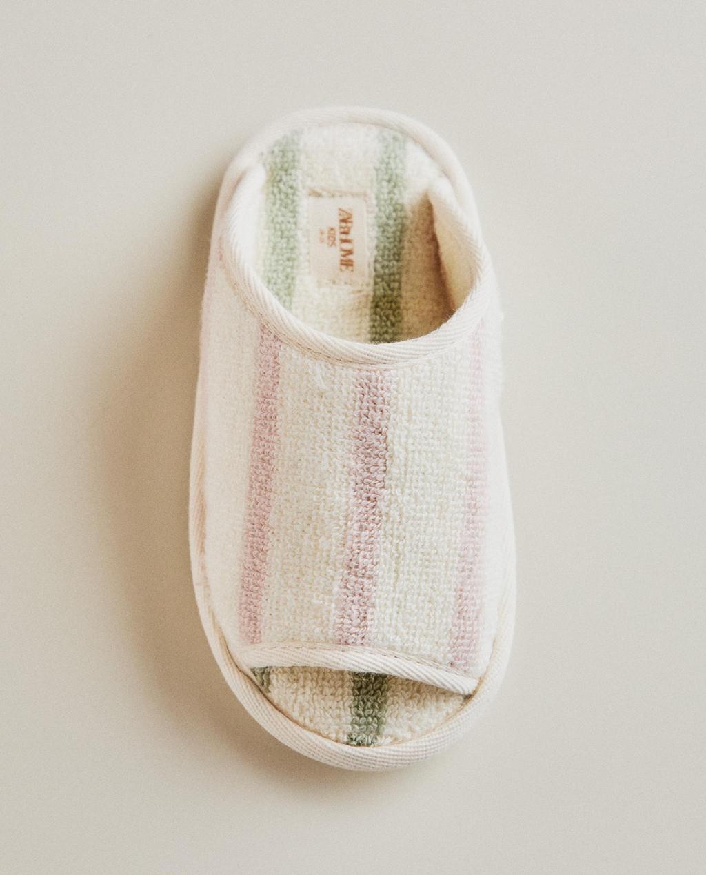 KIDS' STRIPED BATH TOWEL SLIPPERS