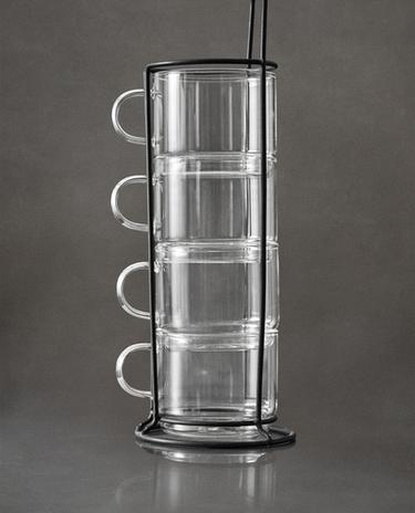 BOROSILICATE GLASS CUP TOWER (SET OF 4)