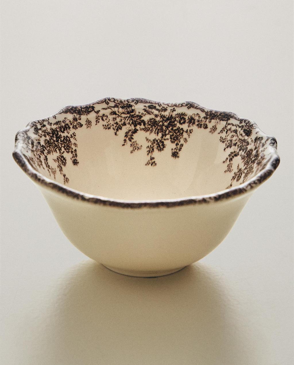 FLORAL EARTHENWARE SNACK BOWL