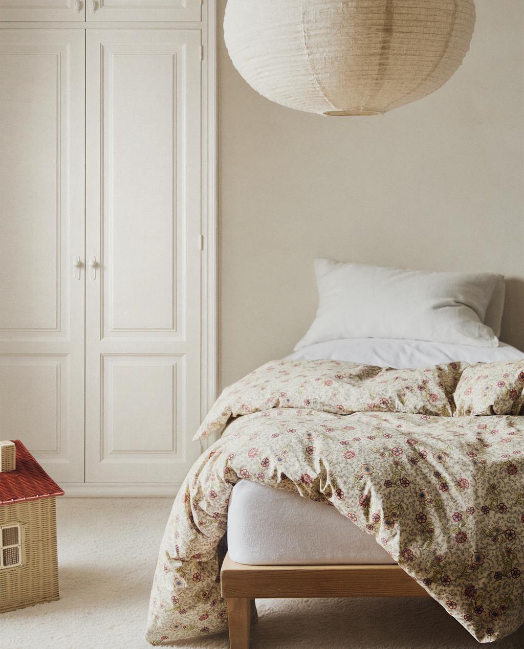 KIDS' FLORAL COTTON DUVET COVER