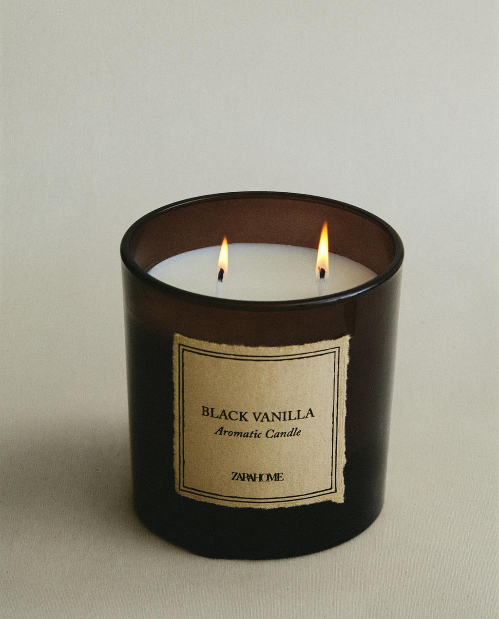 (350 G) BLACK VANILLA SCENTED CANDLE
