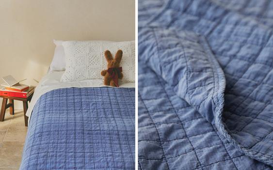 KIDS’ REVERSIBLE CHECK QUILTED BEDSPREAD
