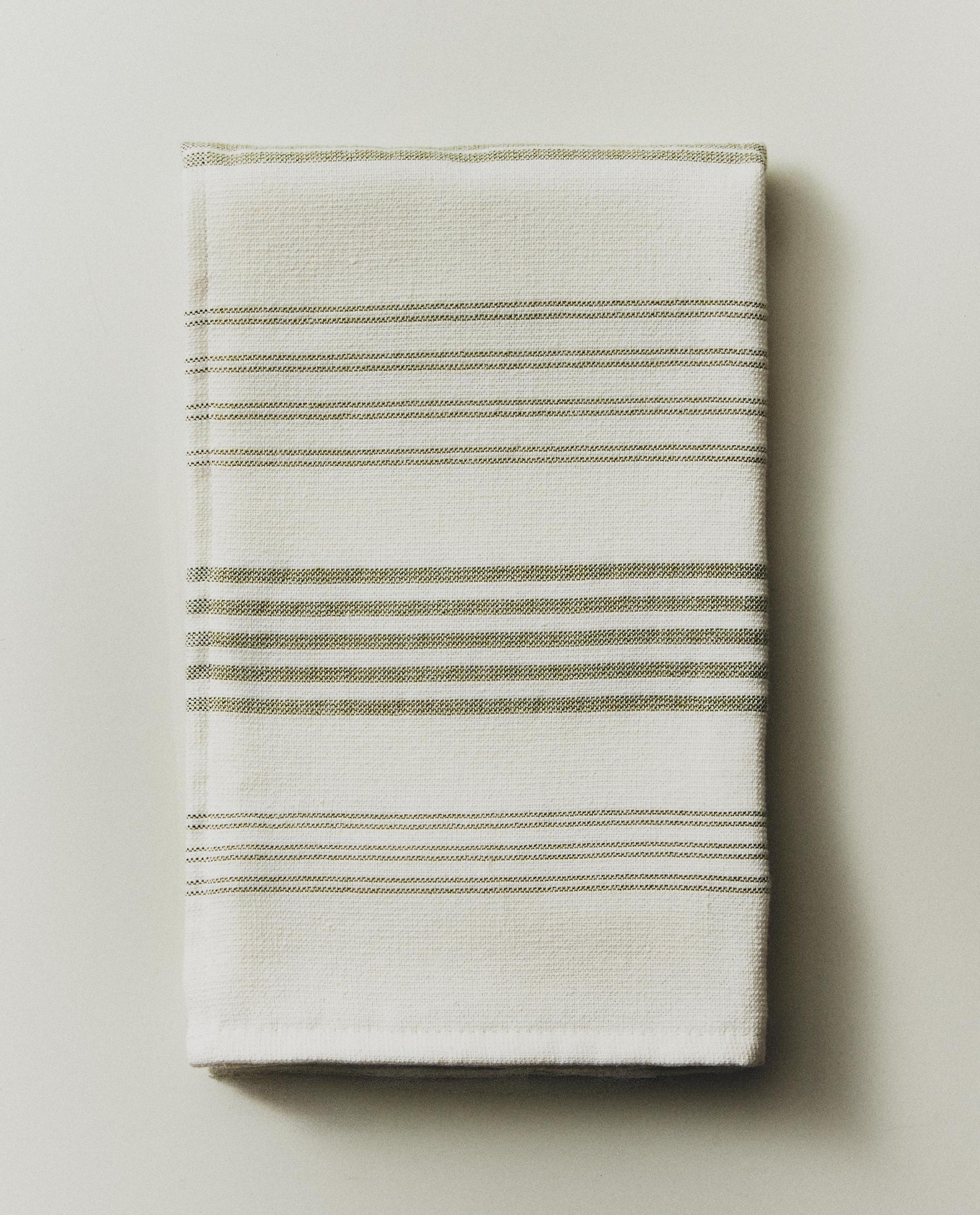 STRIPED COTTON TERRY TEA TOWEL