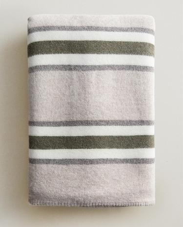 STRIPED WOOL BLEND BLANKET