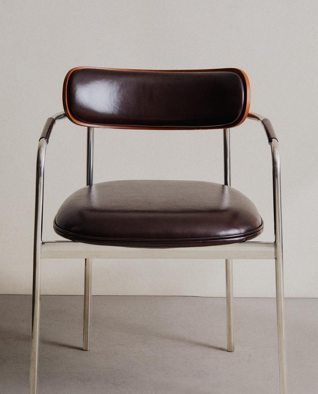 LEATHER AND STAINLESS STEEL CHAIR