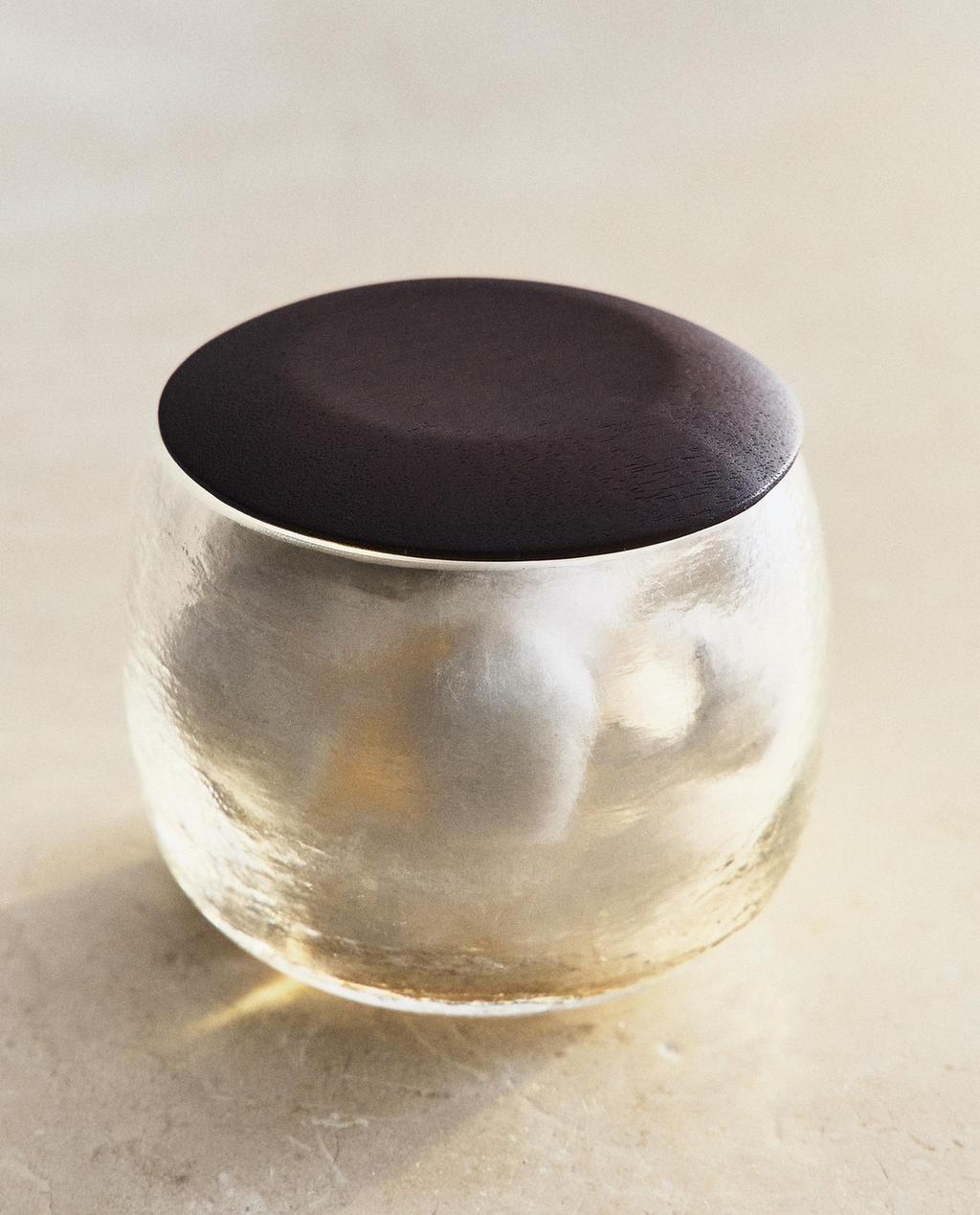 POT DE RANGEMENT SALLE DE BAIN BOIS D'ACACIA ET VERRE