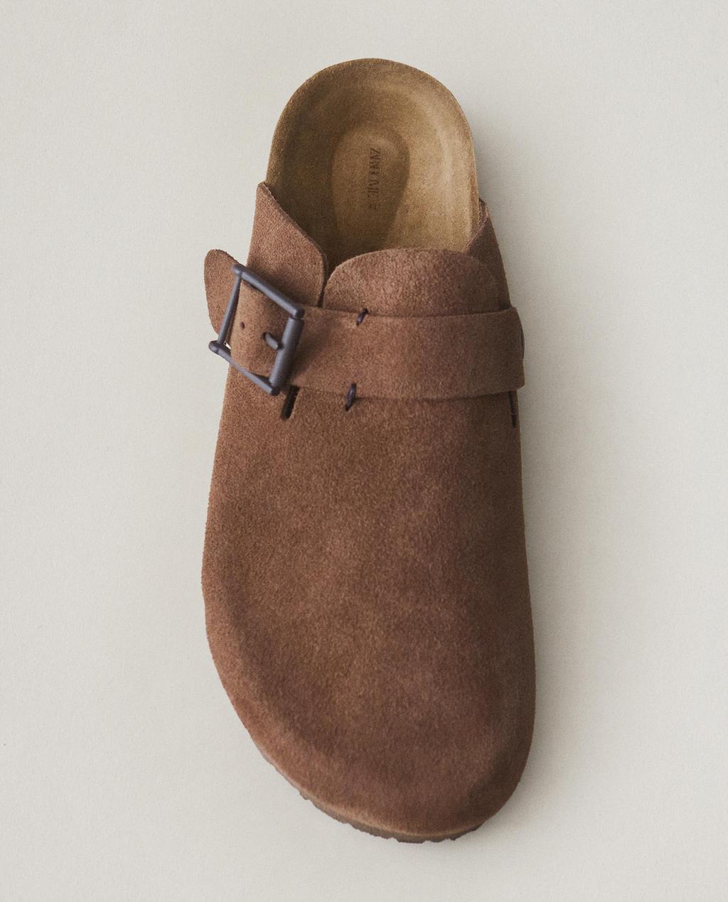 SABOT CUIR BOUCLE DÉTAIL SURPIQÛRE
