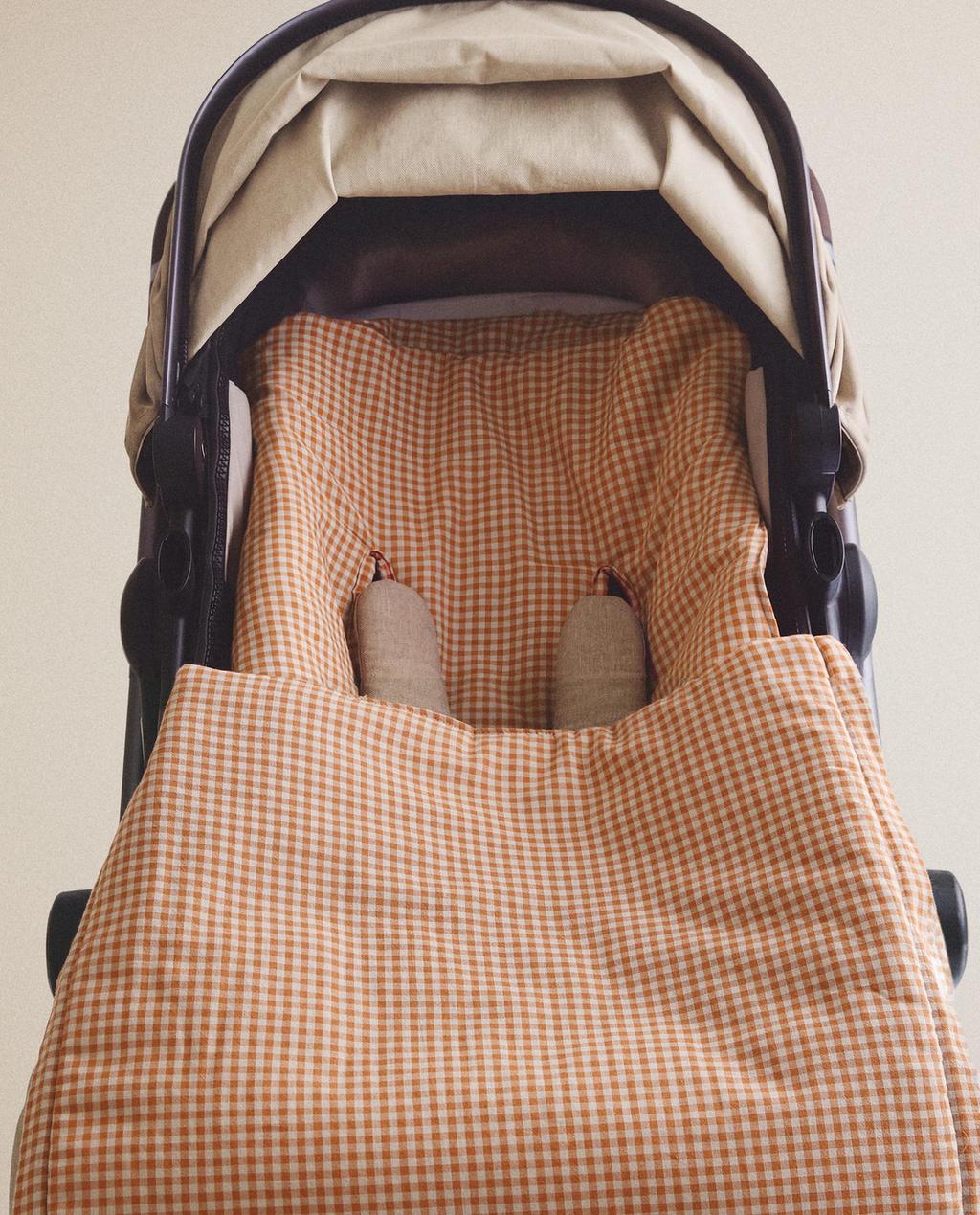 COTTON GINGHAM BABY TROLLEY HESSIAN